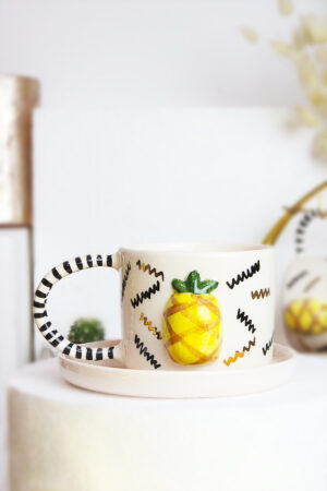 Ananas Figürlü 24K Altın Dekoratifli Mug