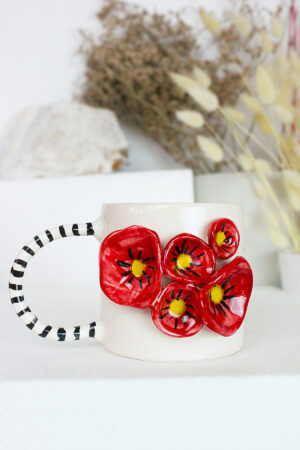 Gelincik Figürlü El Yapımı Seramik Kupa