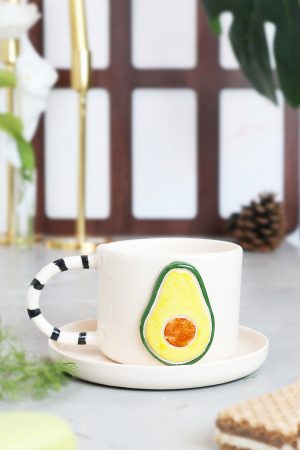 Avokado Figürlü El Yapımı Seramik Mug