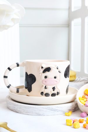 İnek Figürlü El Yapımı Seramik Mug