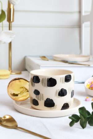 Özel 24K Altın Dekorlu Seramik Mug