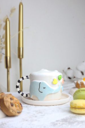 Fil Figürlü El Yapımı Seramik Mug
