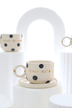 Benek Desenli Özel Tasarım 24K Altın Dekorlu El Yapımı Seramik Mug