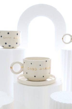 Benek Desenli Özel Tasarım 24K Altın Dekorlu El Yapımı Seramik Mug