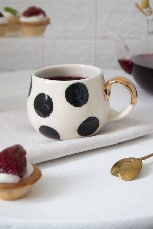 Benekli 24k Altın Dekorlu El Yapımı Seramik Mug 250ml