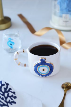 EL Yapımı Nar Figürlü 24K Altın Dekorlu Seramik Mug 200ml